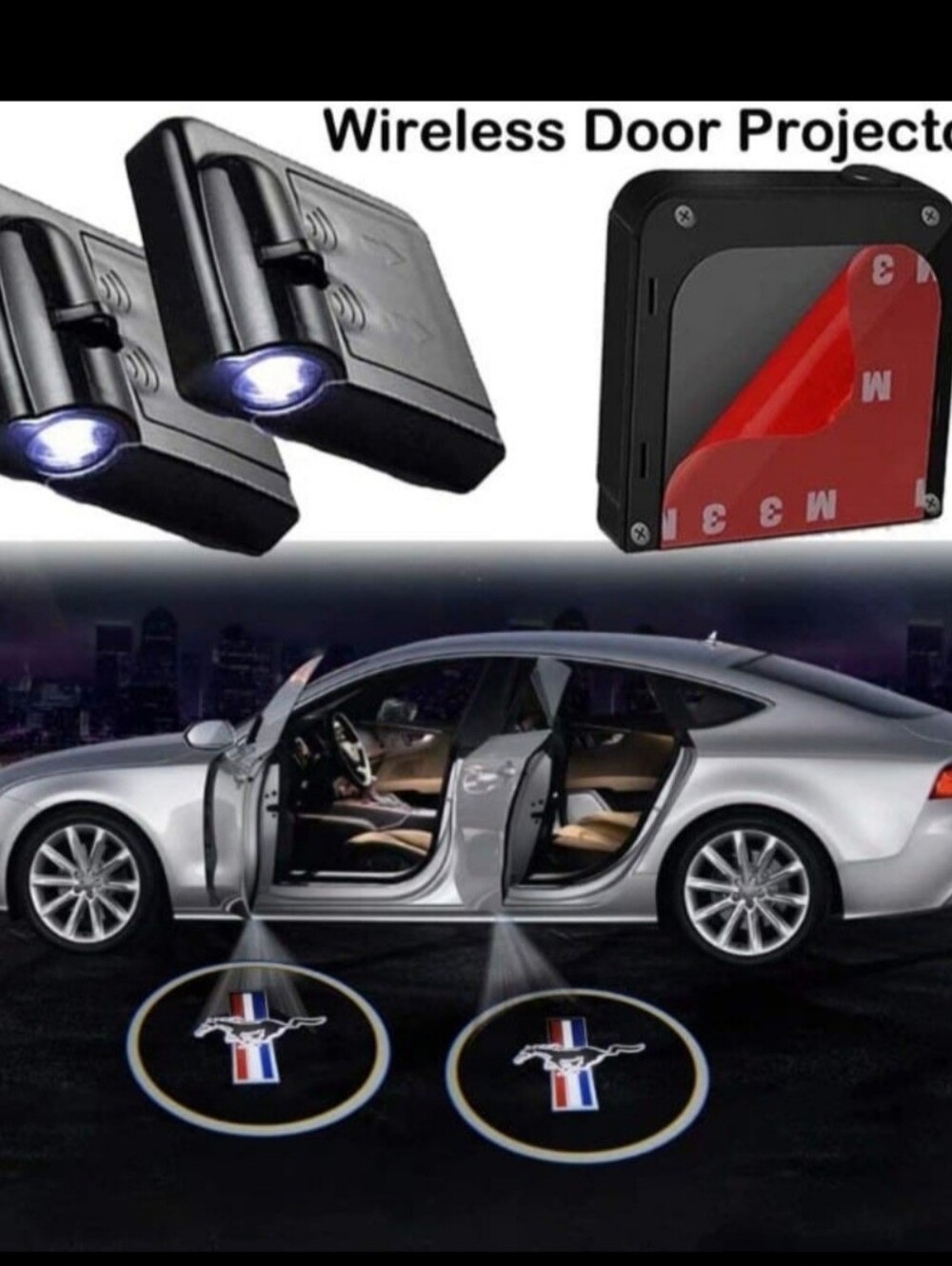 2 Universal wireless Mustang horse Projector door Led Llights Choose Color